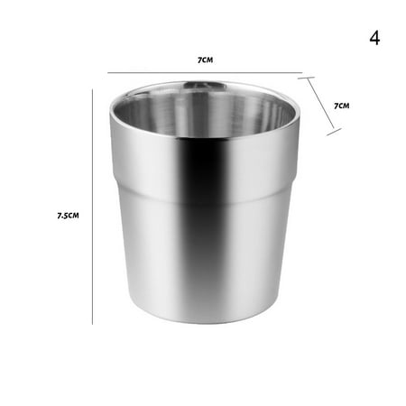 

Stainless Steel Cup 6.3/10.6oz Dual Layers Plain Metal Mug Cup Shatterproof Pint Tumblers for Cold Drinks 180/300ml NO. 4 Bright 180ml (7x7x7.5cm)