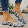 thumbnail image 2 of THDHVS Casual Shoes for Women,Womens Dress Shoes,Women's Fashion Casual Striped Mesh Closed-Toe Round-Toe Versatile Low-Cut Muffins Slippers Blue, 2 of 10