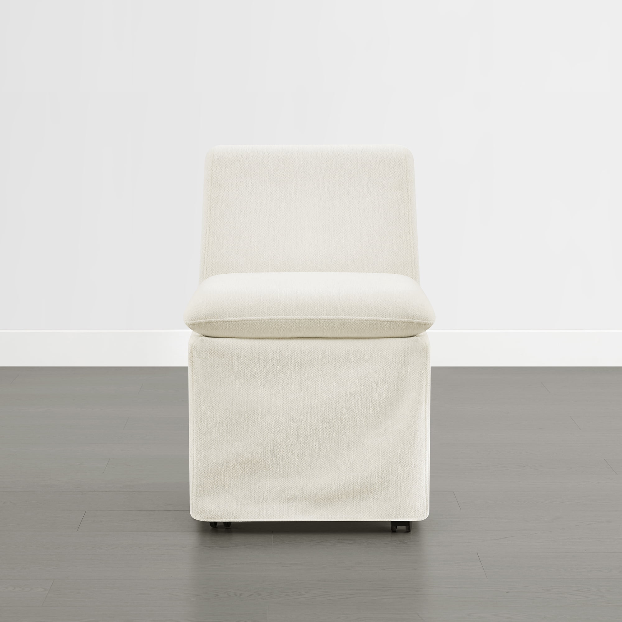 Spruce & Spring Armless Dining Chair with Casters and Washable Slipcover Set of 2, Linen in Fabric