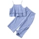 thumbnail image 1 of Odeerbi 1-13 Años Conjunto de Verano Para Niñas Camisola Con Volantes de Algodón Pantalones de Pata Ancha Conjunto de Dos Piezas Camiseta de Rayas Onduladas Pantalones Sueltos Conjunto, 1 of 7