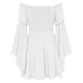 thumbnail image 5 of Renaissance Dress Women Long Bell Sleeve Off Shoulder Chiffon A Line Flowy Corset Dress Victorian Fairy Dresses, 5 of 6