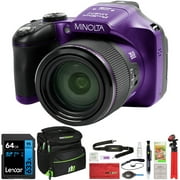 Minolta MN67Z-P 20MP / 1080p HD Bridge Digital Camera with 67x Optical Zoom Purple Bundle DSLR
