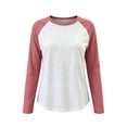thumbnail image 5 of hoksml Women's Color Block Raglan Long Sleeve T Shirt, Loose Casual Crew Neck Top with Curved Hem, 5 of 7