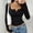#0321-Black, variant on Women's Ribbed Tops V Neck Long Sleeve Button Placket Fitted Tops Chic Soft Stretchy T-Shirts Gift