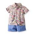 thumbnail image 7 of Edvintorg 6M-6Y Boys Summer Sets Clothing Boys Short Sleeve Top&Strap Shorts Suit Outfit for Baby Toldders Floral Printing Shirts Shorts Photography Performance Set, 7 of 7