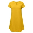 thumbnail image 3 of CHGBMOK Women's Plus Size Casual Dress Summer Cotton Linen T Shirt Knee-Length Dresses, 3 of 5