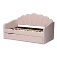 thumbnail image 4 of Pemberly Row Modern Pink Velvet Twin Size Daybed with Trundle, 4 of 11