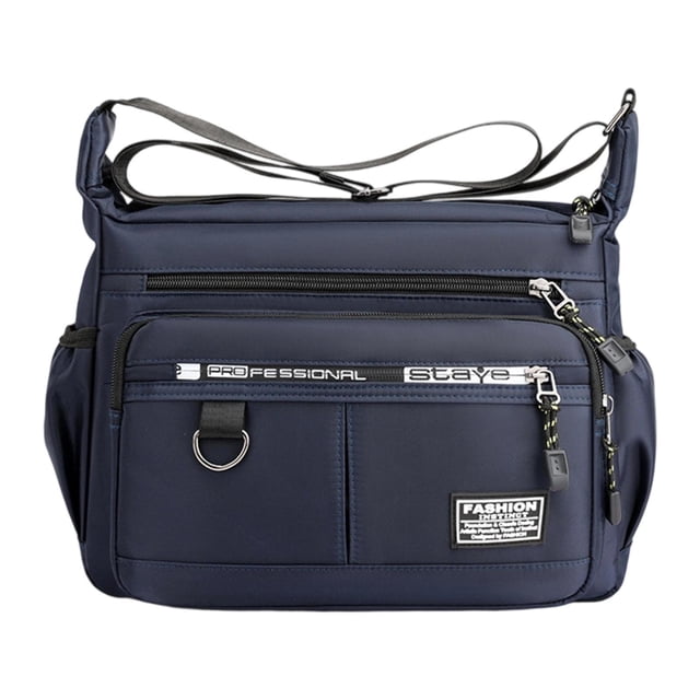 Bolso bandolera para hombre, elegante, con cierre de cremallera, impermeable, para negocios. Azul oscuro