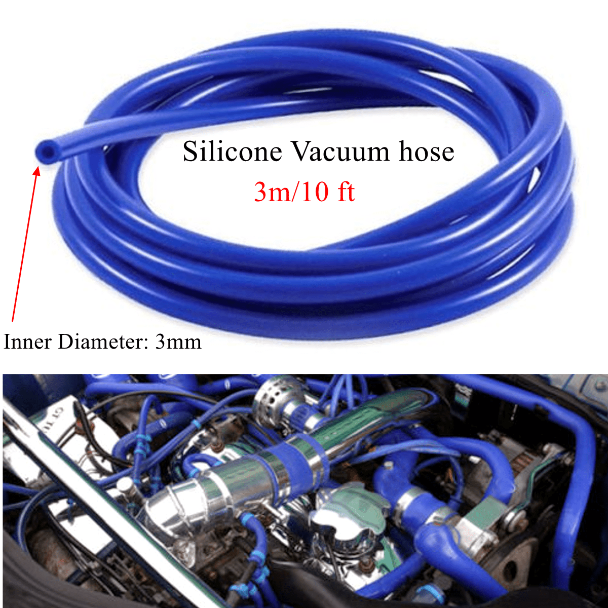 3mm x 1M Silicone Vacuum Hose Pipe Silicon Vac Water Air Coolant Valve Radiator 