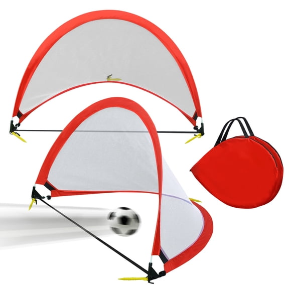 SUNRISEUMBRELLA 4ft Portable Pop Up Soccer Goal Football Practice Training Sport Nets w CarryBag(RED)