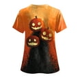 thumbnail image 6 of Godom T Shirt for Women Halloween Pumpkin Tees Fall Graphic Short Sleeve V Neck Tees, 6 of 7