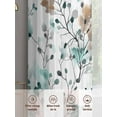 thumbnail image 5 of Vintage Teal Sheer Curtains 45 inches Long 2 Panels Set Brown Wildflowers Leaves Abstract Botanical Tiers Sheers Rod Pocket Small Window Short Curtains for Kitchen Cafe, Each 52" W x 45" L, 5 of 7