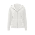 thumbnail image 4 of hoksml Women Full Zip Contrast Stitch Hooded Jacket Long Sleeve Hoodie with Kangaroo Pocket for Daily Casual Outdoor, 4 of 8