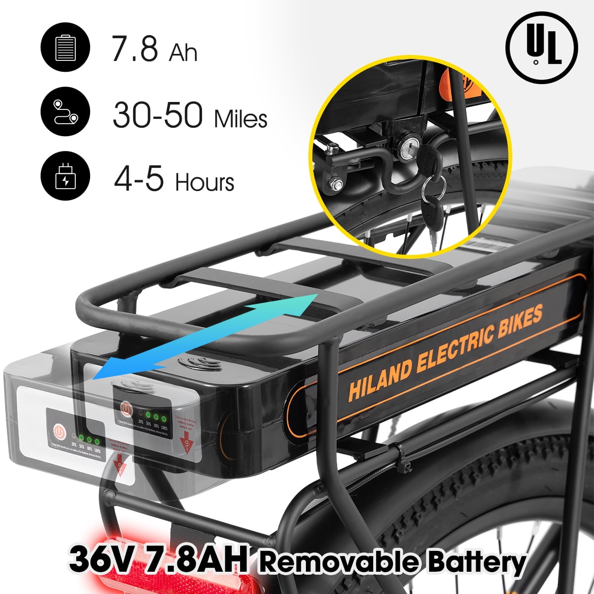 Hiland 26" Cruiser Electric Bike for Adults, 36V Removable Battery, 500W E-Bike Motor 20mph, LCD Display, Black