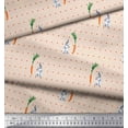 thumbnail image 3 of Soimoi Moss Georgette Fabric Carrot & Rabbit Dots Printed Fabric 1 Yard 42 Inch Wide, 3 of 5