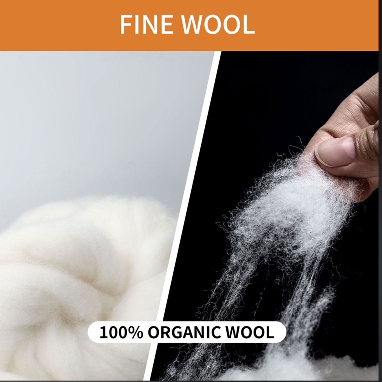 Natural Wool Stuffing for Stuffed Animals - 100% Organic Wool Batting Filler for Pillows, Cushions, Felting, Needlework Ultra Soft & Hypoallergenic Safe for Baby Toys Natural White Stuffing (12oz)