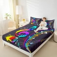 thumbnail image 4 of Manfei Colorful Mucic Melody Bed Sheets,Watercolor Splashing Ink King Sheets,Musical Theme Sheet Set For Girls,Super Cozy Room Decor,4 Pieces, 4 of 7