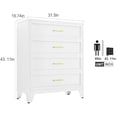 thumbnail image 3 of 4-Drawer Metal Dresser for Bedroom, Closet Dressers Chest with Fluted Panel, Modern Storage Organizer Unit, Large Storage Space for Nursery,Bedroom,Living Room,White,15.8"D x 31.5"W x 43.11"H, 3 of 9
