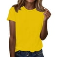 thumbnail image 3 of HAJWOH Womens Tops 2026 Summer Short Sleeve Shirts Beach Vacation Outfits Workout Tshirts Crew Neck Casual Plus Size Clothes L, 3 of 7
