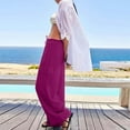 thumbnail image 5 of Summer Pants for Women Palazzo Pants With Pockets Summer Casual Wide Leg High Waist Flowy Beach Trousers Travel Petite Exercise for Women Casual Pant Jr Fall Fashion Womens Purple 2XL, 5 of 9