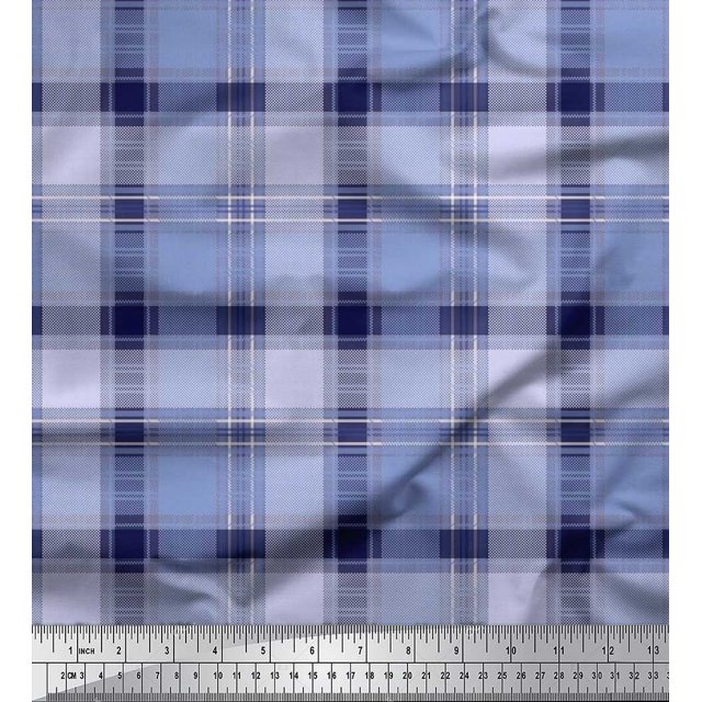 Soimoi Polyester Crepe Fabric Gingham Check Print Fabric by The Yard 52 Inch Wide