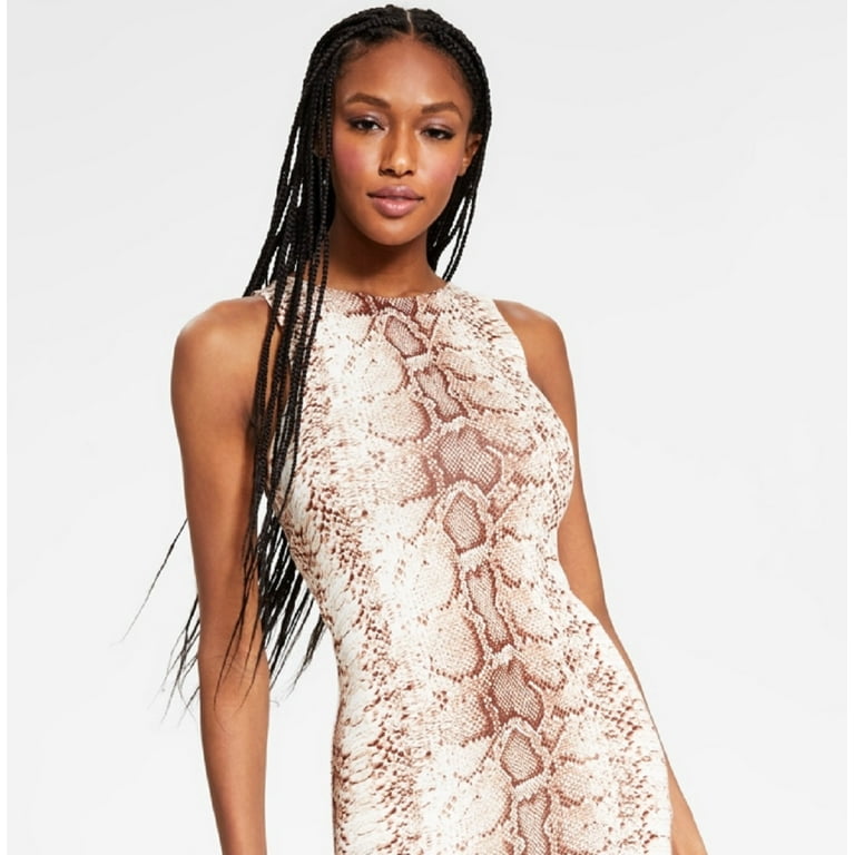 Bar III Women s Snake Embossed Bodycon Dress Brown Size Petite Small Walmart