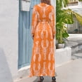 thumbnail image 2 of Cheerful orange lobster print Long Dress summer dress woman 2024 womens clothing clothing women summer 2024, 2 of 4