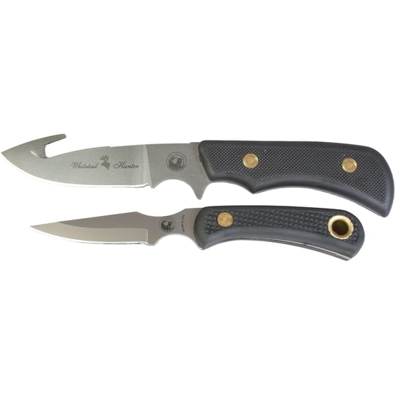 Knives of Alaska Trekker Whitetail Hunter/Cub Bear Combo Fixed Blade Knife Set D2 Tool Steel Blades SureGrip Handle Black