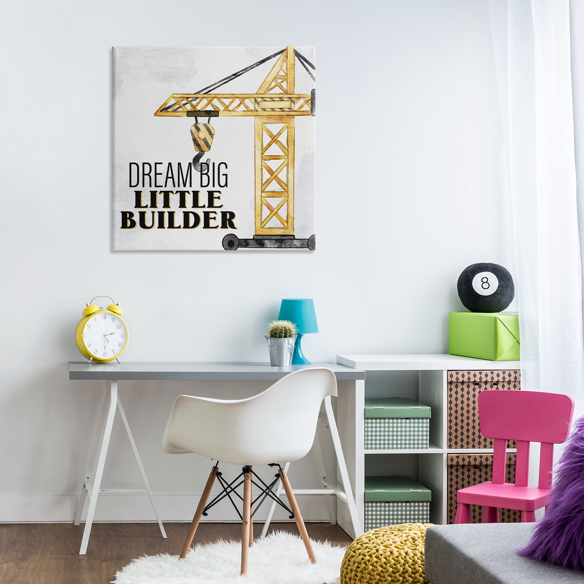 Stupell Industries Dream Big Little Builder Transportation Painting Wrapped Canvas Art Print Wall Art, 30 x 30