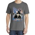 thumbnail image 2 of Wild Bobby, Howling Wolf Full Moon, Animal Lover, Garment-Dyed Washed Look Short Sleeve T-Shirt, Charcoal, Large, 2 of 3