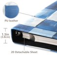 thumbnail image 3 of FORMRS 3 Ring Photo Album 4"x6" Self Adhesive Large Capacity PU Leather Cover, Blue and Gray Plaid Pattern, 3 of 8