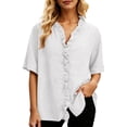 thumbnail image 2 of Women's Summer V-Neck Short Sleeve Casual Solid Color T-Shirt, 2 of 4