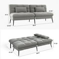 thumbnail image 6 of COMHOMA Futon Sofa Bed Modern Fabric Folding Futon Set Adjustable Recliner Sleeper Sofa Bed,Gray, 6 of 7