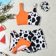thumbnail image 3 of PEASKJP Girls Swimsuit Two Piece Girls' Short Sleeve Rashguard 2 Piece Swimsuit (Orange,10-12 Years), 3 of 4