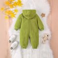 thumbnail image 4 of Infant Baby Fleece Jumpsuit Winter Warm Plush Comfort Long Sleeve Rompers Animal Onesies Cute Hooded Newborn Clothes, Green, 18 Months, 4 of 7