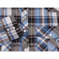 thumbnail image 2 of Boy’s Western Pearl Snap Button Down Casual Long Sleeve Plaid Cowboy Shirt (#10 Light Blue/Grey, 10), 2 of 2