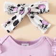 thumbnail image 5 of NIEWTR Baby Girl Summer Shorts Set Short Sleeve Top Floral Embroidery Casual Outfit with Headband(A01-Purple,0-3 Months), 5 of 7