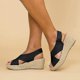 thumbnail image 4 of Women Summer Ankle Strap Mid Wedge Heel Espadrilles Platform Sandals Shoes, 4 of 5