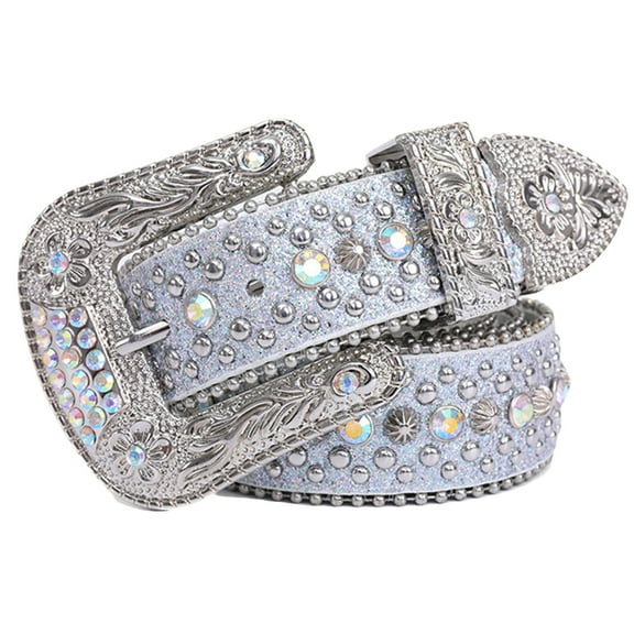 Rhinestones Belt Western Cowgirl Studded Leather Crystal Belt for Jeans Men Women Fashion Accessory