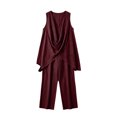 thumbnail image 5 of Two Piece Sets for Women Cotton Linen Vacation Travel Outfits Solid Color Sleeveless Stand Up Collar Temperament Topss and Loose Pants Set Summer Casual Fashion Outfits, 5 of 7