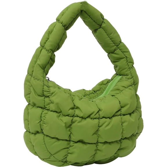 Kukuzhu Small Quilted Tote Bag for Women, Soft Puffer Tote Bag Lightweight Designer Pleated Hobo Bags Handbag Puff Bags