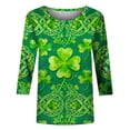 thumbnail image 4 of Levmjia 3/4 Length Sleeve Womens Tops Spring Fall St. Patrick's Day Women's Fashion Printed Tees Casual Crewneck Loose T Shirt Ladies Tops Blouses Shirts, 4 of 5