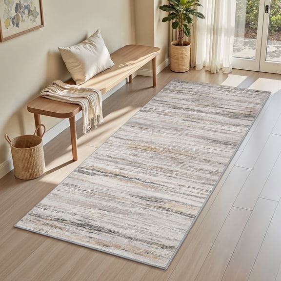 VUNATE 2'x6' Runner Rugs Abstract Washable Modern Carpet Non Slip Soft Indoor Throw Rug for Bedroom Kitchen Hallways Playroom Gray