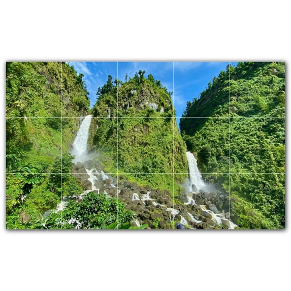 Picture-Tiles.com: Waterfalls Ceramic Tile Wall Mural WAL501112-53S. 21.25"W x 12.75"H using (15) 4.25" x 4.25" Ceramic Tiles-Satin Finish