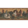thumbnail image 2 of Coq Brun Blanc Poule Ferme Papier Peint Frontière Retro Design, Rouleau 15' x 10,5'', 2 of 3