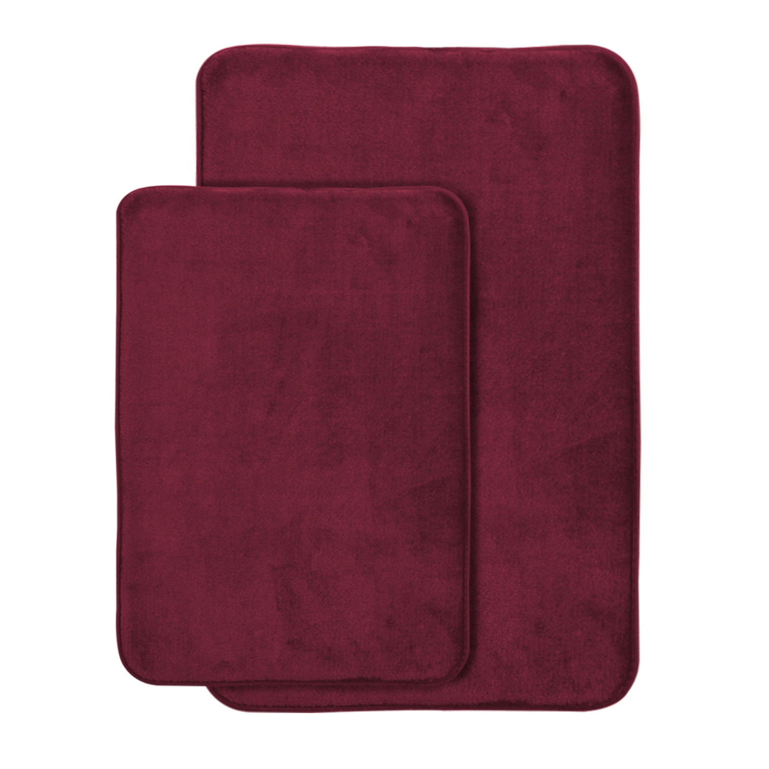 AOACreations Memory Foam Bath Rug, Bathroom Mat Set of 2 Pcs, Burgundy