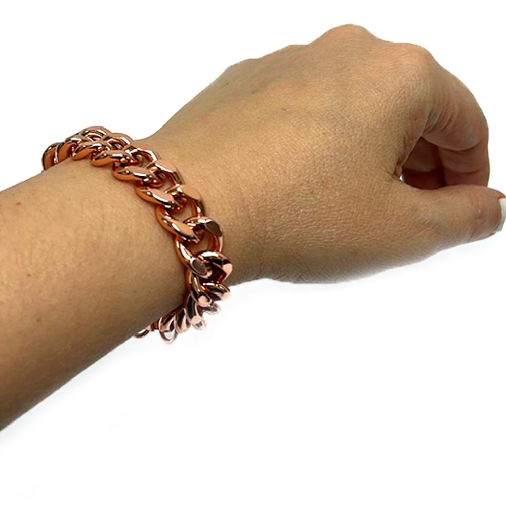 2 Pc Solid Cuban Link Bracelet Pure Copper Chunky Chain 2 Pc Solid Cuban Link Bracelet Pure Copper Chunky Chain
