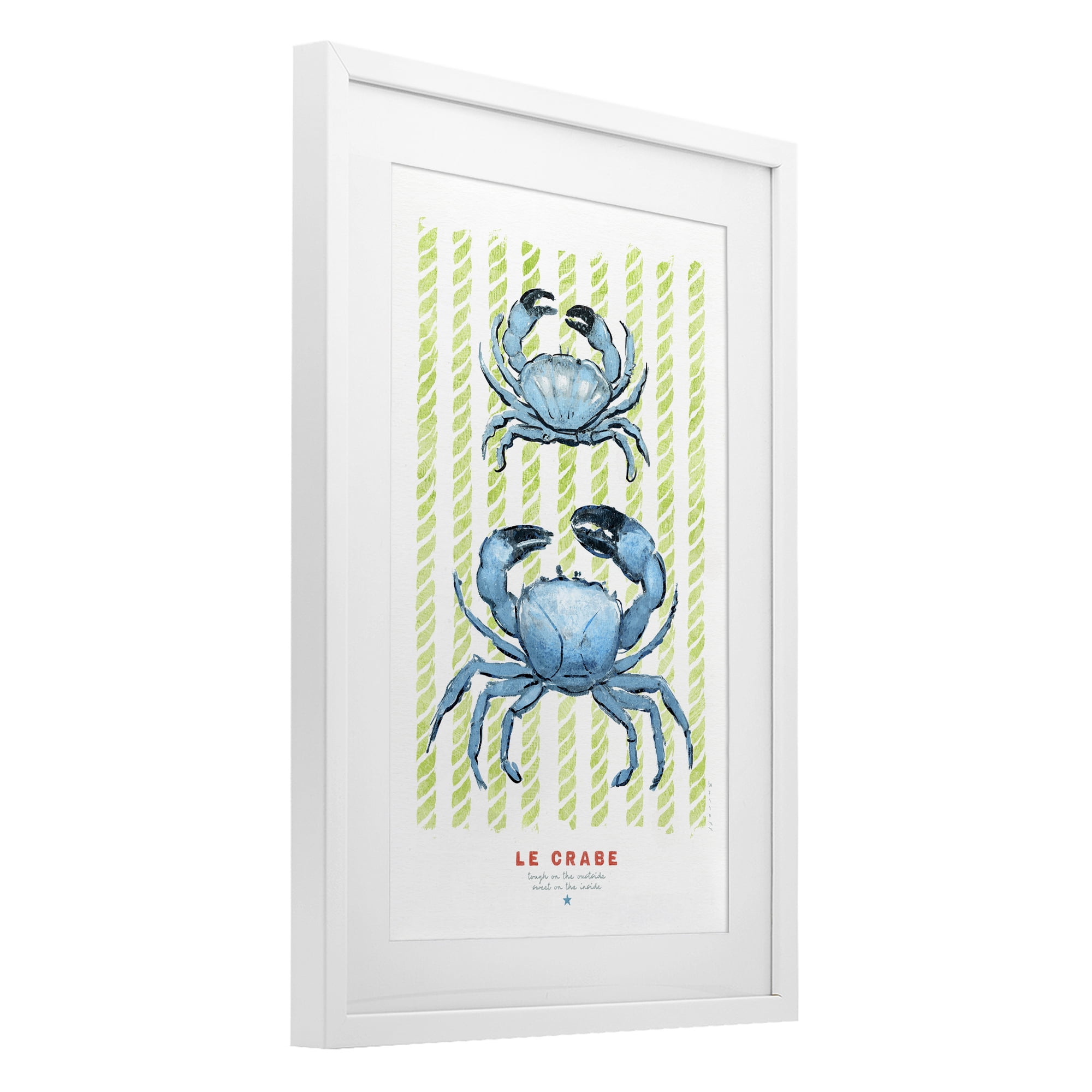 Stupell Industries Modern Bistro Crabs White Framed Print Under Glass, design by Chad Barrett