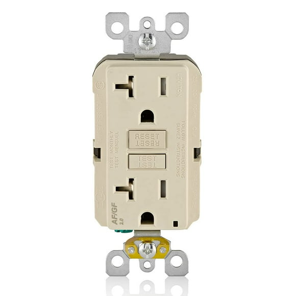 Outlet Leviton AFCI/GFCI de doble función, 20 A, autocomprobación, 20 A
