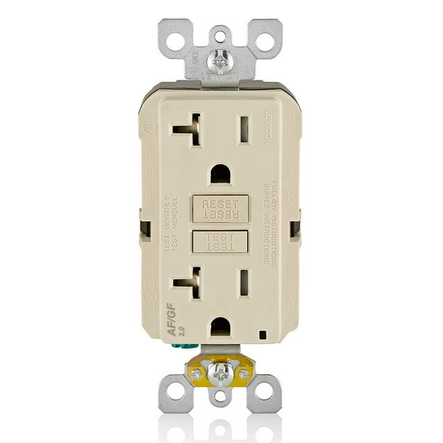 Outlet Leviton AFCI/GFCI de doble función, 20 A, autocomprobación, 20 A